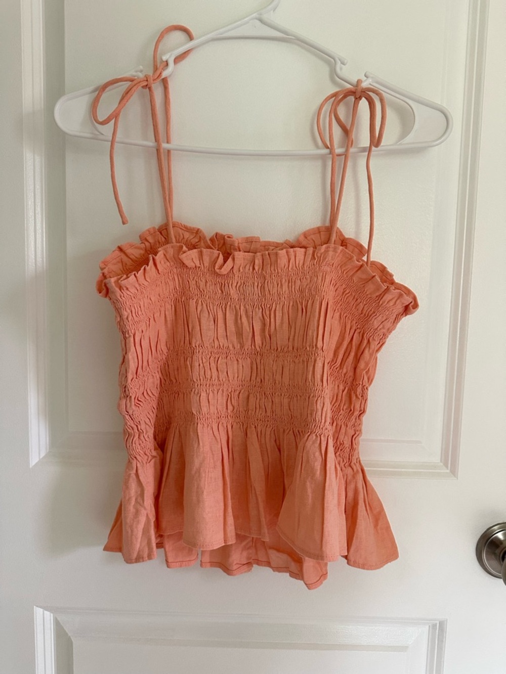 Universal Thread Coral Tie-Shoulder Smocked Button-Front Tank - Picture 2 of 2